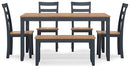 Gesthaven Dining Table with 4 Chairs and Bench (Set of 6) - Furniture Now (CA)