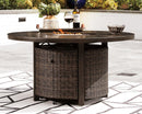 Paradise Trail Paradise Trail Fire Pit Table with 4 Nuvella Swivel Lounge Chairs - Furniture Now (CA)