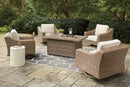 Beachcroft Beachcroft Fire Pit Table with Four Nuvella Swivel Lounge Chairs - Furniture Now (CA)