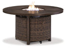 Paradise Trail Paradise Trail Fire Pit Table with 4 Nuvella Swivel Lounge Chairs - Furniture Now (CA)
