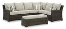 Brook Ranch Outdoor Sofa Sectional/Bench with Cushion (Set of 3) - Furniture Now (CA)