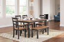 Gesthaven Dining Table with 4 Chairs and Bench (Set of 6) - Furniture Now (CA)