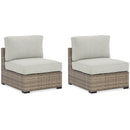 Calworth Outdoor Armless Chair with Cushion (Set of 2) - Furniture Now (CA)