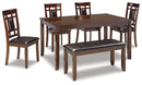 Bennox Dining Table and Chairs with Bench (Set of 6) - Furniture Now (CA)