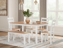Gesthaven Dining Table with 4 Chairs and Bench (Set of 6) - Furniture Now (CA)