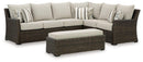 Brook Ranch Outdoor Sofa Sectional/Bench with Cushion (Set of 3) - Furniture Now (CA)
