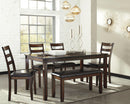 Coviar Dining Table and Chairs with Bench (Set of 6) - Furniture Now (CA)