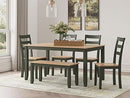 Gesthaven Dining Table with 4 Chairs and Bench (Set of 6) - Furniture Now (CA)