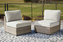 Calworth Outdoor Armless Chair with Cushion (Set of 2) - Furniture Now (CA)