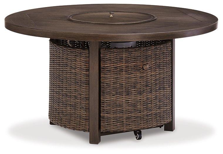 Paradise Trail Paradise Trail Fire Pit Table with 4 Nuvella Swivel Lounge Chairs - Furniture Now (CA)