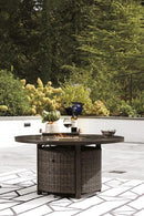 Paradise Trail Paradise Trail Fire Pit Table with 4 Nuvella Swivel Lounge Chairs - Furniture Now (CA)