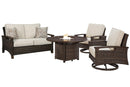 Paradise Trail Outdoor Loveseat, Lounge Chairs and Fire Pit Table - Furniture Now (CA)
