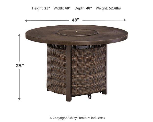 Paradise Trail Paradise Trail Fire Pit Table with 4 Nuvella Swivel Lounge Chairs - Furniture Now (CA)