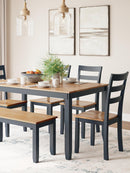 Gesthaven Dining Table with 4 Chairs and Bench (Set of 6) - Furniture Now (CA)