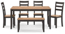 Gesthaven Dining Table with 4 Chairs and Bench (Set of 6) - Furniture Now (CA)