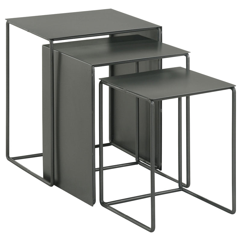 Imez 3-piece Rectangular Metal Nesting Table Grey - Furniture Now (CA)