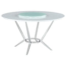 Abby Round Dining Table with Lazy Susan White and Chrome - Furniture Now (CA)