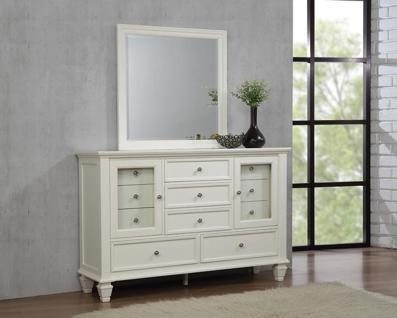Sandy Beach Rectangular Dresser Mirror Cream White - Furniture Now (CA)