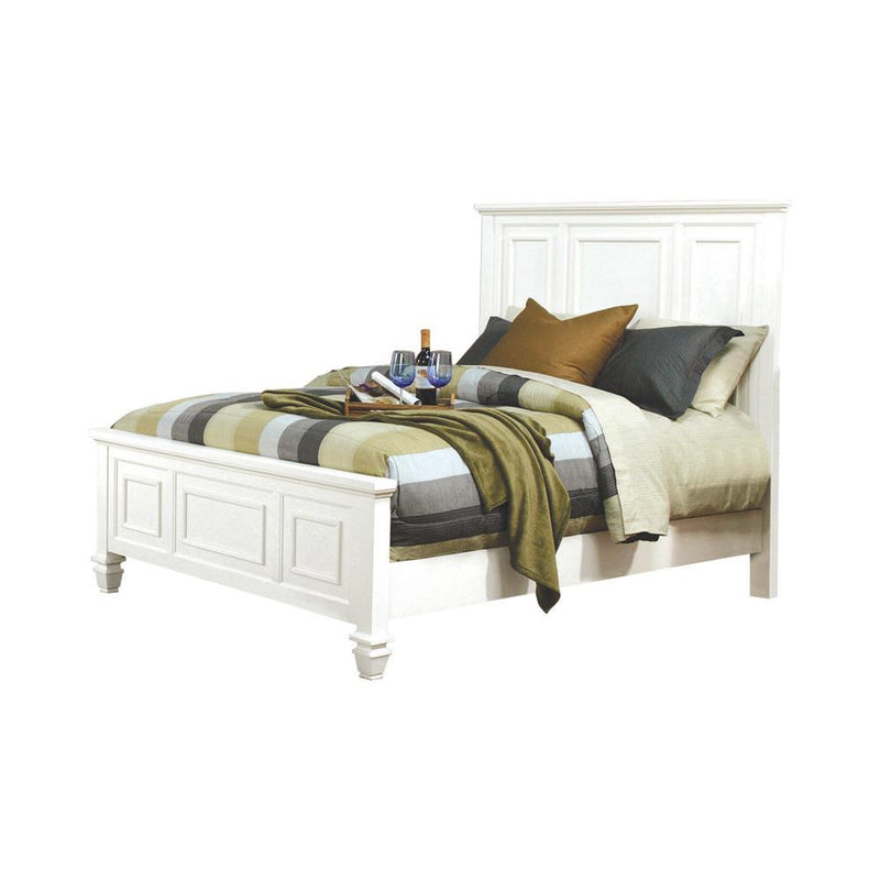 Sandy Beach Queen Panel Bed with High Headboard Cream White - Furniture Now (CA)