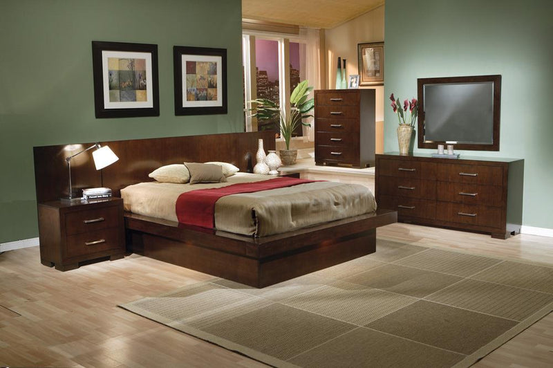 Jessica Eastern King & Queen Platform Bed with Rail Seating Cappuccino - Furniture Now (CA)