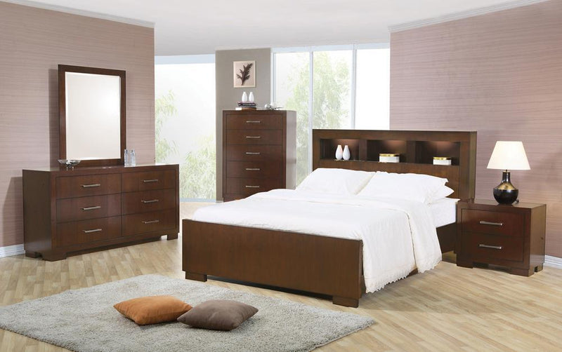 Jessica California King, E.king, & Queen Bed with Storage Headboard Cappuccino - Furniture Now (CA)