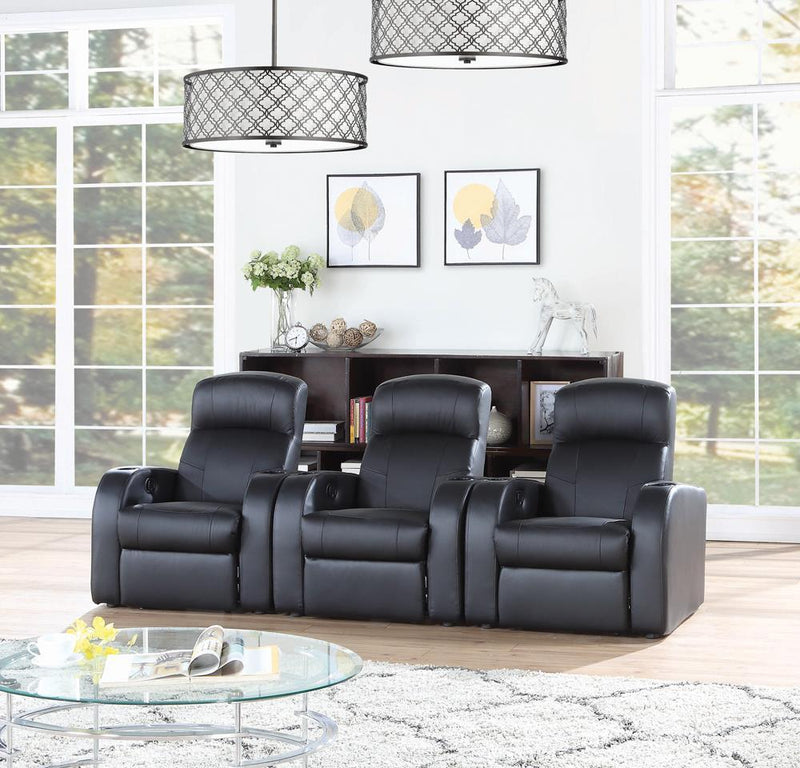 Cyrus Home Theater Upholstered Recliner Black - Furniture Now (CA)