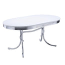 Retro Oval Dining Table Glossy White and Chrome - Furniture Now (CA)