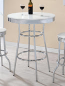 Theodore Round Bar Table Chrome and Glossy White - Furniture Now (CA)