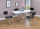 Retro Oval Dining Table Glossy White and Chrome - Furniture Now (CA)