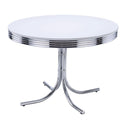 Retro Round Dining Table Glossy White and Chrome - Furniture Now (CA)