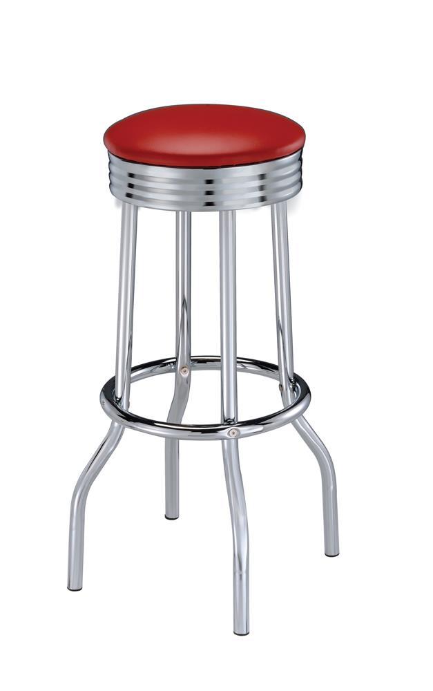 Theodore Upholstered Top Bar Stools Red and Chrome (Set of 2) - Furniture Now (CA)