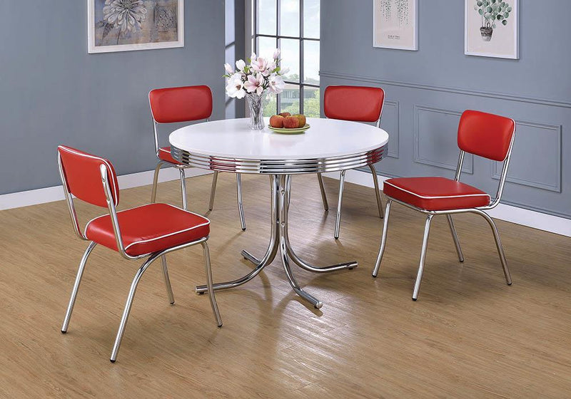 Retro Open Back Side Chairs Red and Chrome (Set of 2) - Furniture Now (CA)