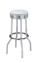 Theodore Upholstered Top Bar Stools White and Chrome (Set of 2) - Furniture Now (CA)