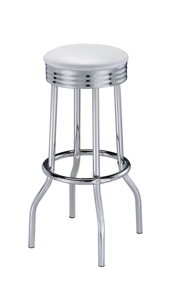 Theodore Upholstered Top Bar Stools White and Chrome (Set of 2) - Furniture Now (CA)