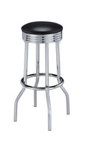 Theodore Upholstered Top Bar Stools Black and Chrome (Set of 2) - Furniture Now (CA)