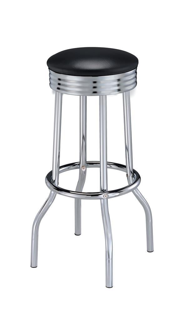 Theodore Upholstered Top Bar Stools Black and Chrome (Set of 2) - Furniture Now (CA)