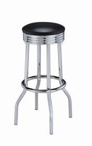 Theodore Upholstered Top Bar Stools Black and Chrome (Set of 2) - Furniture Now (CA)