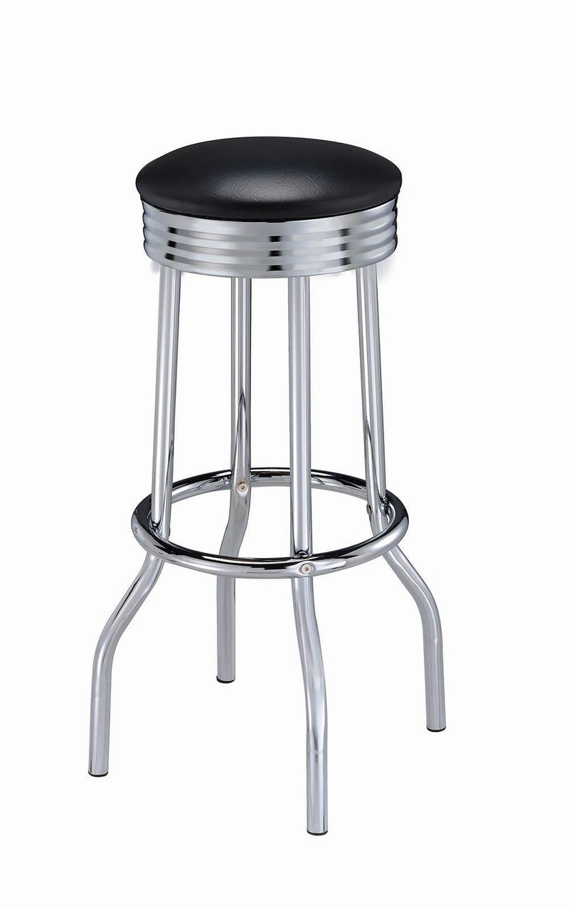 Theodore Upholstered Top Bar Stools Black and Chrome (Set of 2) - Furniture Now (CA)