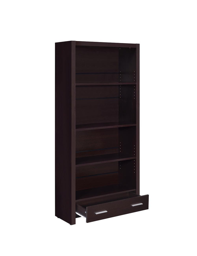 Skylar 5-shelf Bookcase with Storage Drawer Cappuccino - Furniture Now (CA)