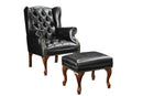 Roberts Button Tufted Back Accent Chair with Ottoman Black and Espresso - Furniture Now (CA)