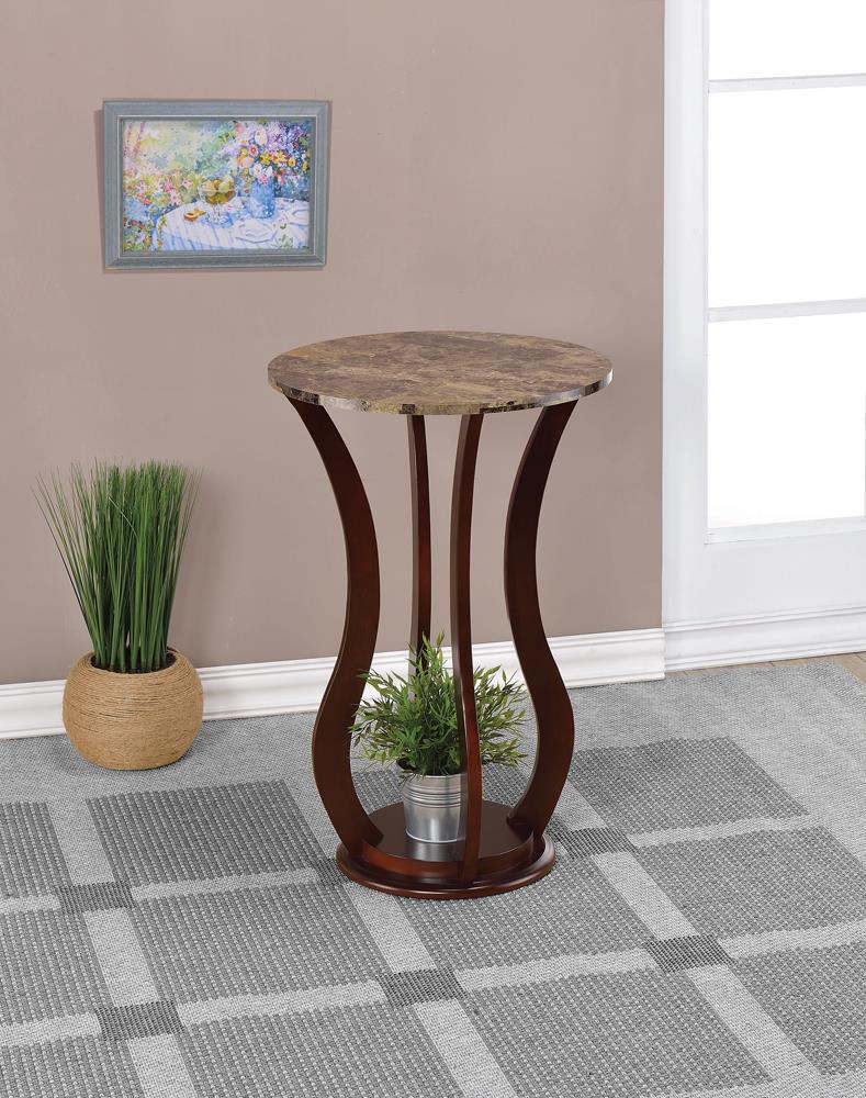 Elton Round Marble Top Accent Table Brown - Furniture Now (CA)