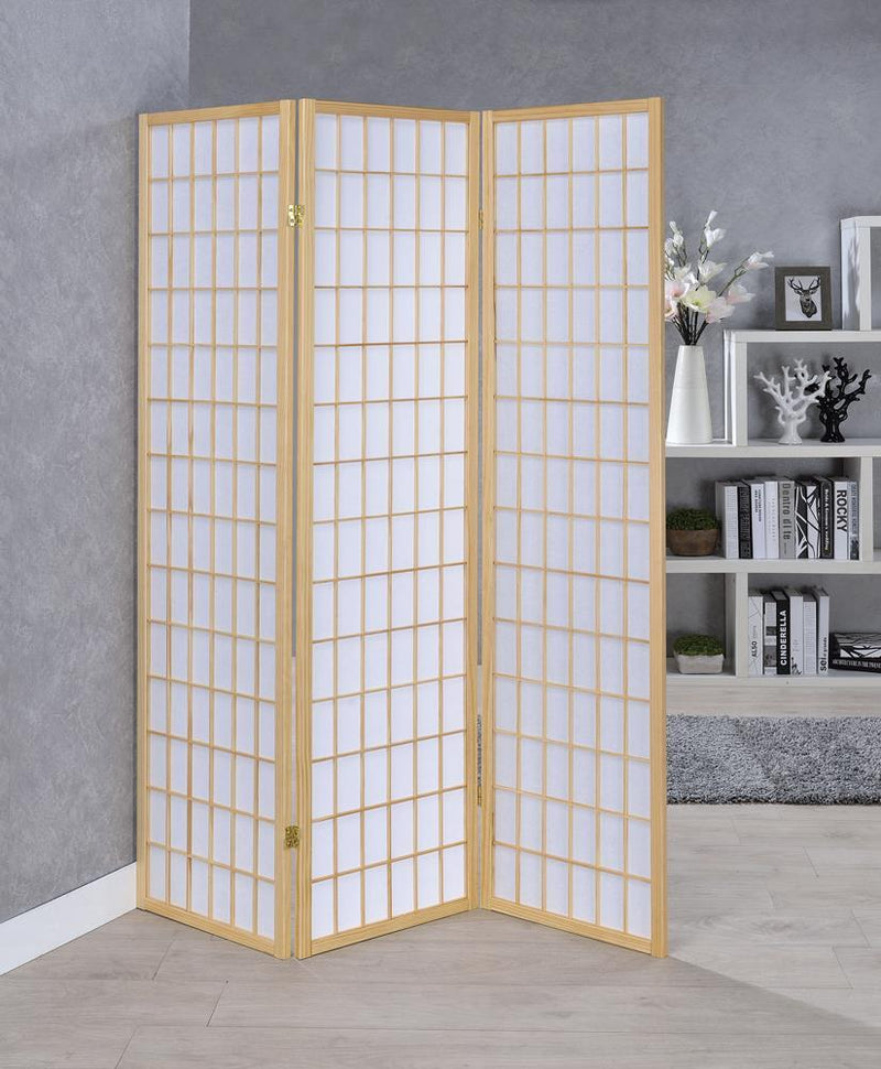 Carrie 3-panel Folding Screen Natural and White - Furniture Now (CA)