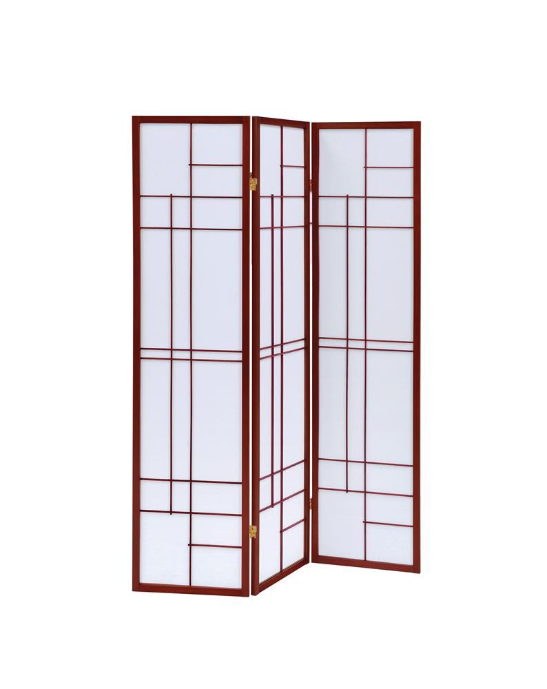 Katerina 3-panel Folding Floor Screen White and Cherry - Furniture Now (CA)