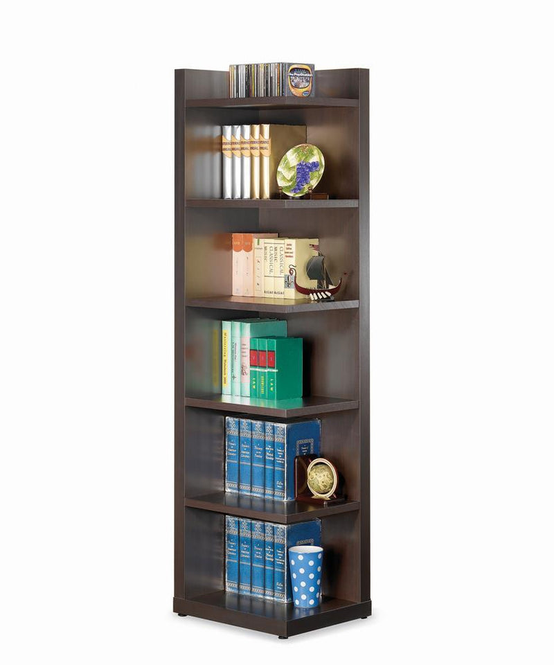Pinckard 6-tier Corner Bookcase Cappuccino - Furniture Now (CA)