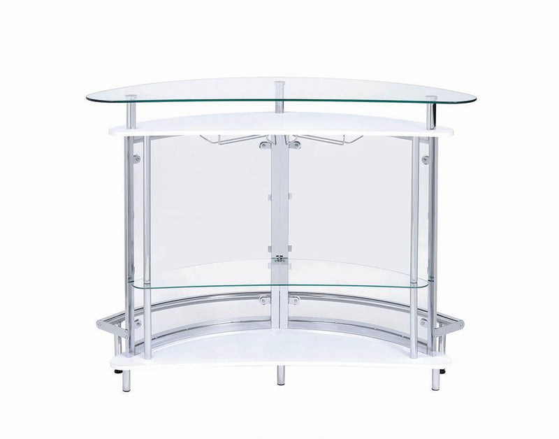Amarillo 2-tier Bar Unit White and Chrome - Furniture Now (CA)