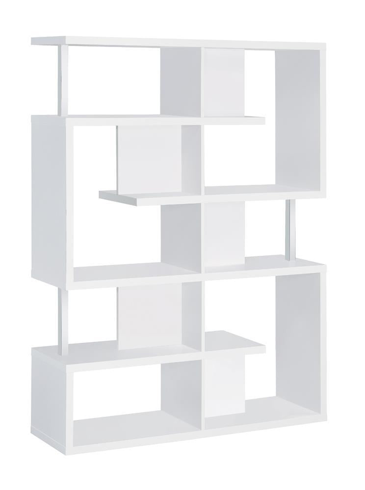 Hoover 5-tier Bookcase White and Chrome - Furniture Now (CA)