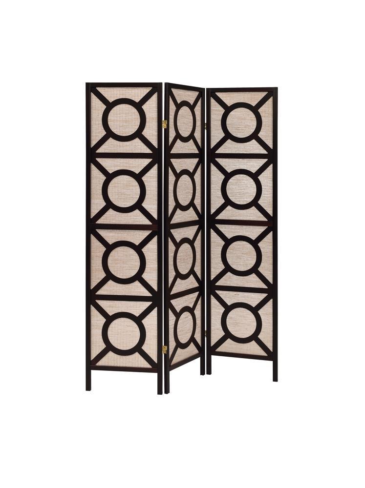 Vulcan 3-panel Geometric Folding Screen Tan and Cappuccino - Furniture Now (CA)