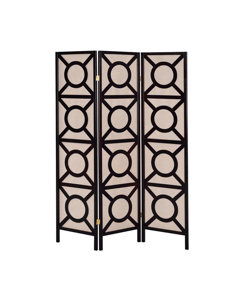 Vulcan 3-panel Geometric Folding Screen Tan and Cappuccino - Furniture Now (CA)