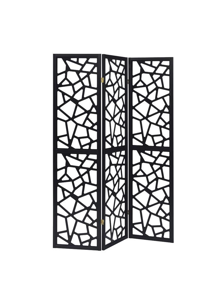 Nailan 3-panel Open Mosaic Pattern Room Divider Black - Furniture Now (CA)
