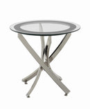 Brooke Glass Top End Table Chrome and Black - Furniture Now (CA)
